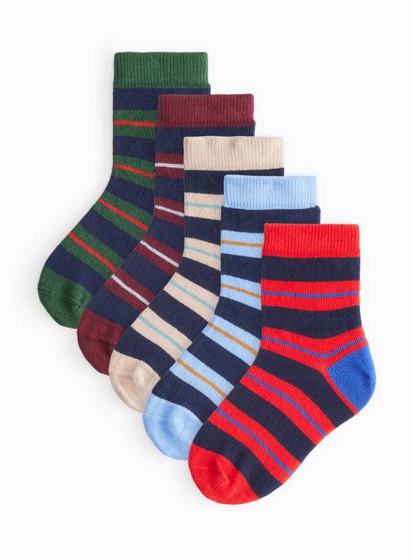 Rugby Stripe Ankle Socks 5 Pack 12.5-3.5